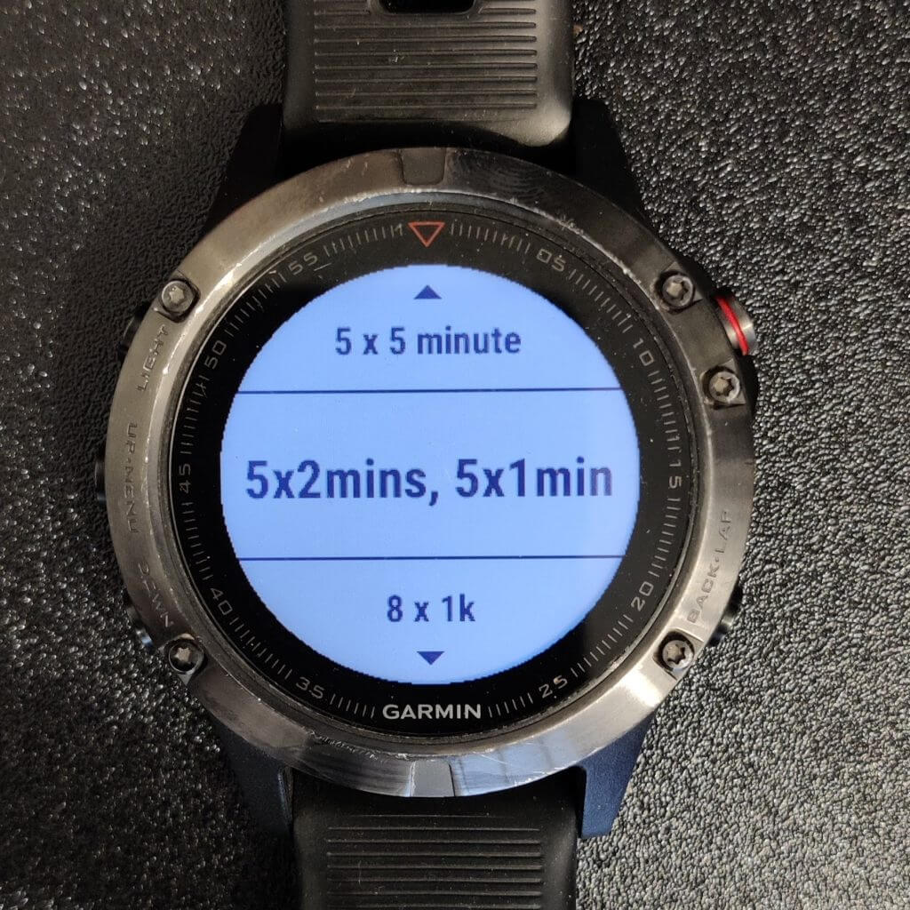 Garmin Workouts Screen